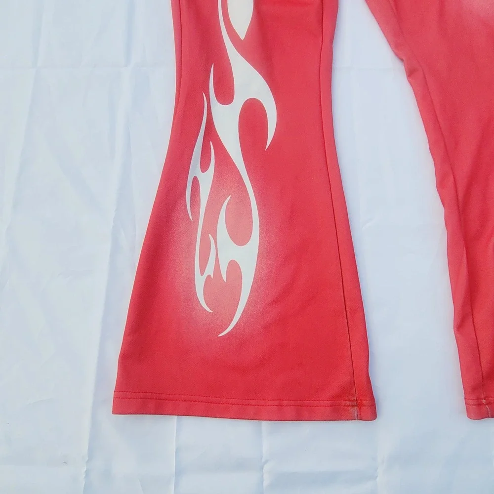 I Fear God Flared Sweatpants Mens sz Small Red Flame Graphic Streetwear P03